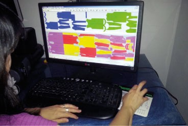 realizando la marcada textil